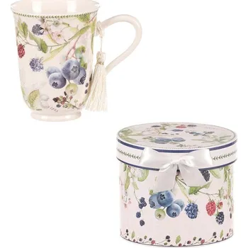 Porcelánový hrneček 200 ml s lesními plody v dárkové dóze, bílý Barva: Vícebarevná