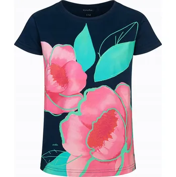 Dívčí tričko Dívčí tričko tmavě modré Dívčí tričko Bavlna 134 Květiny Endo