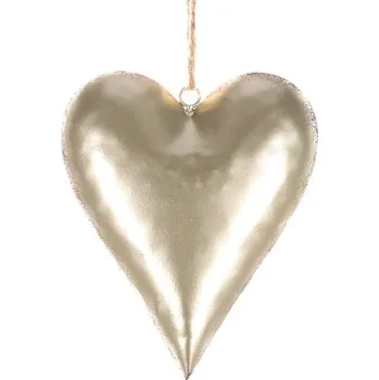Kovová závěsná ozdoba Srdce krémová, elegantní dekorace pro interiér Barva: Krémová