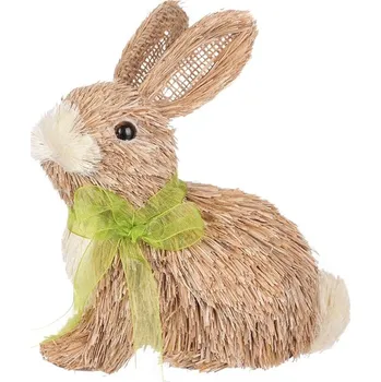 Velikonoční dekorace Slaměná dekorace Zajíc béžový s mašličkou - velikonoční ozdoba Barva: Béžová