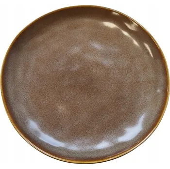 Talíř Dezertní talíř keramický hnědý ručně malovaný 20 cm