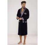 Velurový pánský župan Bonjour dlouhý modrý M