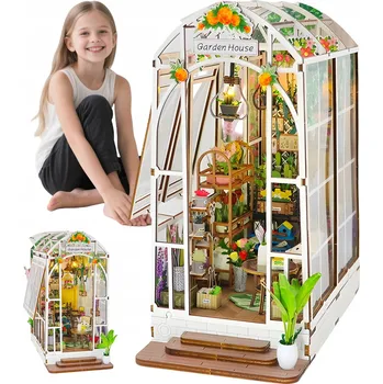 ostatní stavebnice MINI ZAHRADNÍ DOMEČEK DIY STAVEBNICE DŘEVĚNÝ 3D BOOK NOOK LED DÁREK