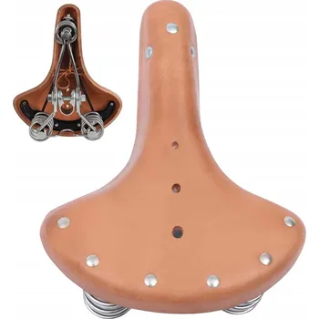 Sedlo na kolo Retro sedátko na kolo s pružinou, kožené sedlo z hovězí kůže