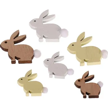 Velikonoční dekorace Dřevěný zajíc mix barev 24 ks - Velikonoční dekorace pro radost Barva: Vícebarevná