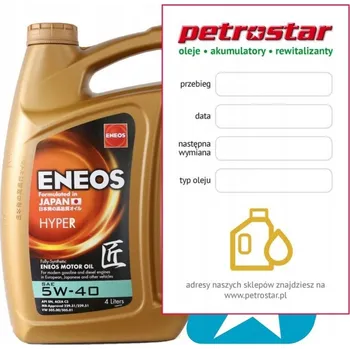 Motorový olej Syntetický motorový olej Eneos 4 l 5W-40
