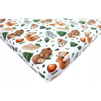 Prostěradlo PROSTĚRADLO BAVLNĚNÉ S GUMOU BAVLNA 40x90 cm do kolébky, kočárku, lesní motiv
