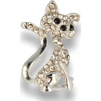 Brož BROŽ DÁMSKÁ Stříbrná Kočka se Zirkony