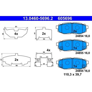 Brzdová destička Sada brzdových destiček, kotoučová brzda ATE 13.0460-5696.2