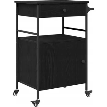 Servírovací stolek Kuchyňský vozík Černý dub 56x43x89,5 cm Technické dřevo