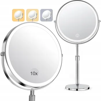 Zrcadlo 10X KOSMETICKÉ ZRCADLO S LED PODSVÍCENÍM A NASTAVITELNOU VÝŠKOU 3