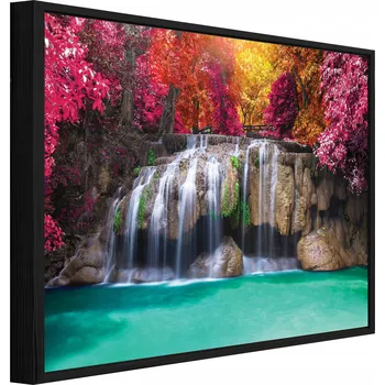 Obraz OBRAZ V ČERNÉM RÁMU NA PLÁTNĚ VODOPÁD LES PŘÍRODA OBÝVACÍ POKOJ LOŽNICE 60x40