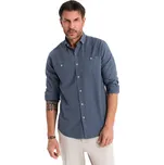 Pánská lněná košile regular fit modrá, moderní Ombre OM-SHCS-0134 V4 L