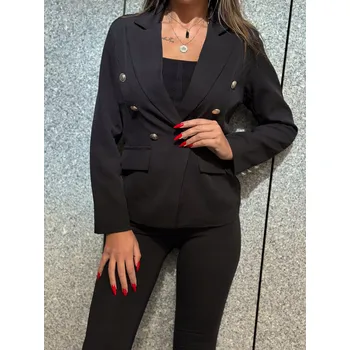 Dámské sako Sako dámské elegantní krátké dvouřadé sako módní černé S