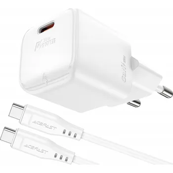 MINI SÍŤOVÁ NABÍJEČKA PD 30W GAN S KABELEM USB-C BÍLÁ