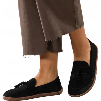 Dámské mokasíny Mokasíny Černé Dámské KOŽENÉ Barefoot Semišové Široké ELASTICKÉ vel. 36