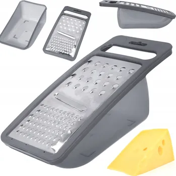 Struhadlo Ruční struhadlo na zeleniny, sýr, kuchyňské, ocelové, se zásobníkem, šedé