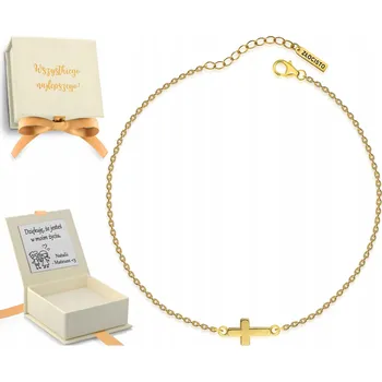 Náramek Dámský stříbrný náramek s křížkem, celebritka, bez zirkonů, ryzost 925