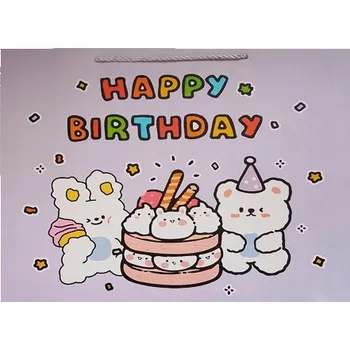 Dárková taška DÁRKOVÁ TAŠKA VŠE NEJLEPŠÍ K NAROZENINÁM FIALOVÁ 42 X 33 X 15 CM