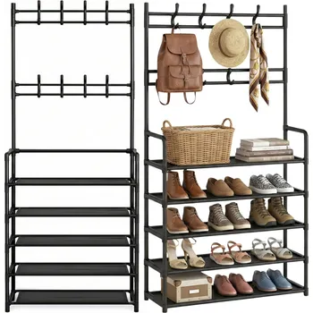 Botník Botník na nožičkách, s policemi SNM 78 x 167 x 28 cm černá