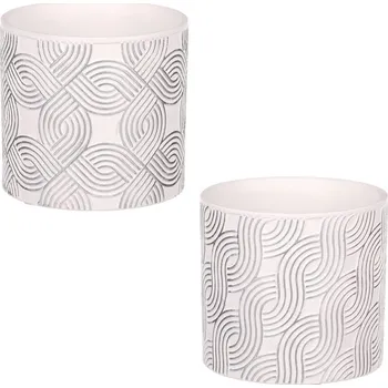 Obal na květináč Elegantní stříbrný keramický obal 11 cm - mix 2 druhů na květiny Barva: Stříbrná