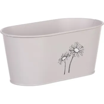 Truhlík Šedý kovový truhlík s kopretinami, moderní design pro interiér i exteriér Barva: šedá