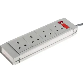 Napájecí kabel Prodlužovací kabel, délka kabelu: 2m 4 zásuvky, 230 V AC Šedá Ne Typ G – britská Ano Zásuvková lišta