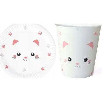 Talíř Papírové talířky Sladká Kočička 6 kusů 18 cm K27