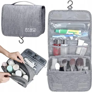 Kosmetická taška Kosmetická taška Stator Rozkládací kosmetická taška s háčkem šedá