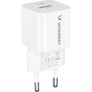 SÍŤOVÁ NABÍJEČKA GaN QC3.0 USB-A USB-C PD 33W BÍLÁ