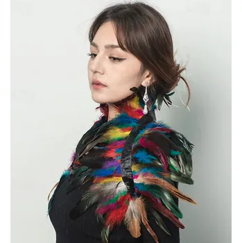 Šála Péřový kostýmový šál duhová barva