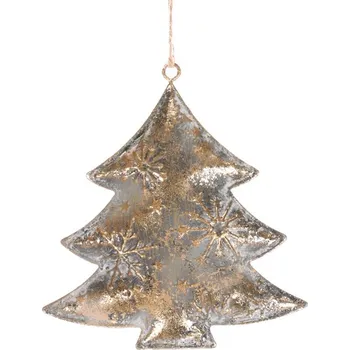 Vánoční dekorace Měděný kovový stromek - elegantní závěsná ozdoba na stromeček Barva: Měděná
