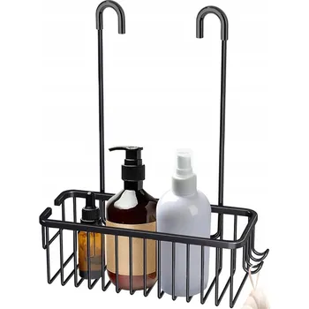 Drátěná police POLIČKA DO SPRCHY závěsná Koupelnová LOFT černá hliníková do koupelny