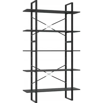 Knihovna 5-patrový regál na knihy, šedý, 100x30x175 cm