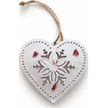 Velikonoční dekorace DECOLED Vánoční ozdoba na stromeček srdce, kovová s patinou, k zavěšení
