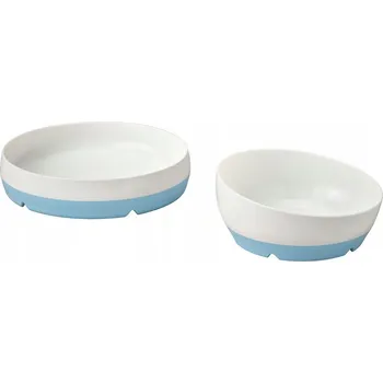 Talíř DĚTSKÝ TALÍŘ S MISKOU BÍLO-MODRÝ PLAST IKEA BORJA