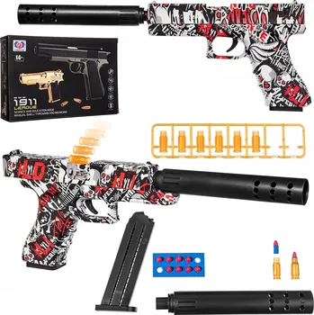 Dětská zbraň Pistole Żabolek s bezpečnými pěnovými náboji, červená