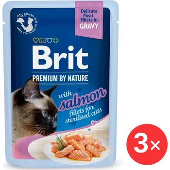 Brit Premium by Nature Cat Delicate Fillets in Gravy with Salmon for Sterilised 3 × 85 g