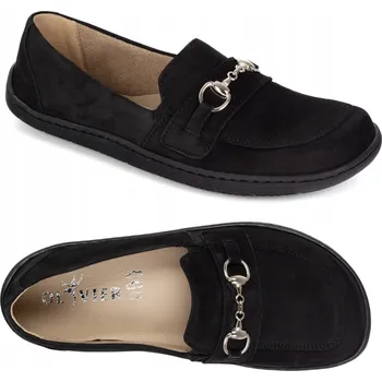 Dámské mokasíny Barefoot mokasíny dámské kožené černé 1288AR nubuk 38