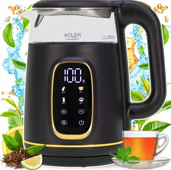 Rychlovarná konvice RYCHLOVARNÁ KONVICE SKLENĚNÁ S REGULACÍ TEPLOTY ČERNÁ LED 1,7L 2200W