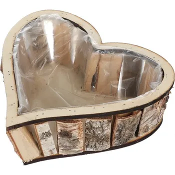 Obal na květiny Srdce břízové z březového dřeva s igelitovou vložkou Barva: Přírodní