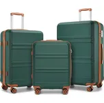 KONO Set 3 cestovních kufrů s horizontálním designem - ABS - zeleno-hnědý - 44L/66L/96L K1871-1L