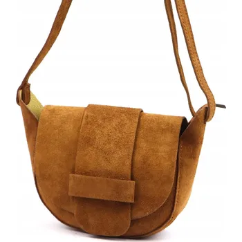 Módní kožená kabelka semišová elegantní LUKA camel