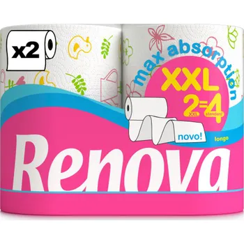 Utěrka RENOVA kuchyňské utěrky 2vrstvé XXL s jarním motivem, 2 role