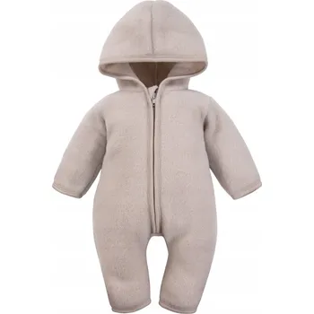 Kojenecký overall EEVI Kombinéza OVERAL s kapucí béžová VLNA MERINO 56/62 PODZIM ZIMA