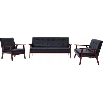 Sedací souprava 3dílná sedací souprava, černá, umělá kůže