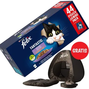 Felix Fantastic s hovězím kuřetem lososem a tuňákem v želé 44 x 85g + Stan pro kočku ZDARMA