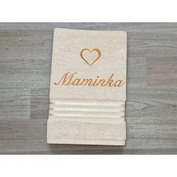 Ručník Ručník MAMINKA se srdíčkem 50x100 linie vanilka