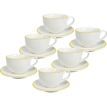 by inspire Set 6 ks - Cappuccino šálek s podšálkem Alba Yellow, 200 ml, žlutá linka