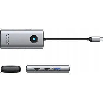 USB hub USB-C HUB ROZBOČOVAČ NA USB-A, USB-C PD, HDMI, ŠEDÝ